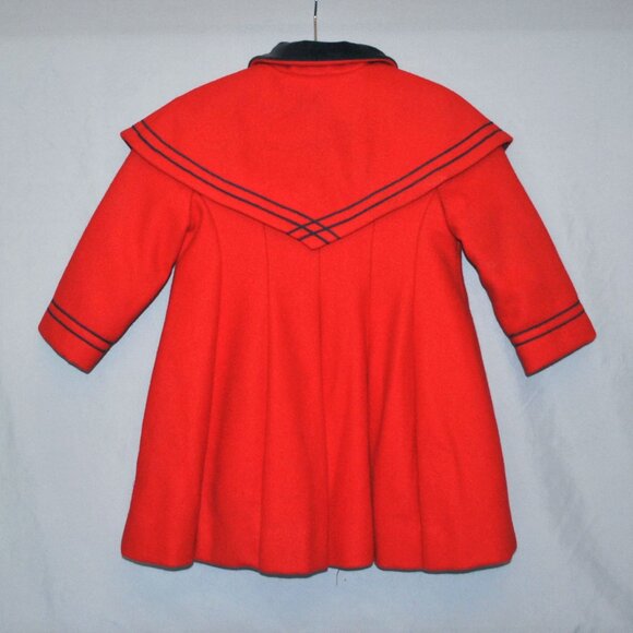 Vintage Rothschild Wool Coat Girls Size 4 Red & Blue Pea Coat - Picture 2 of 15